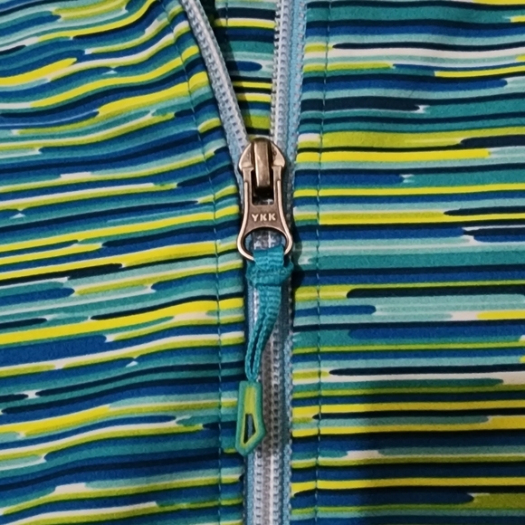 Girls LL Bean Blue Green Pattern Sweatshirt Faux Fur Lining Sz Large 14-16 - Picture 4 of 9